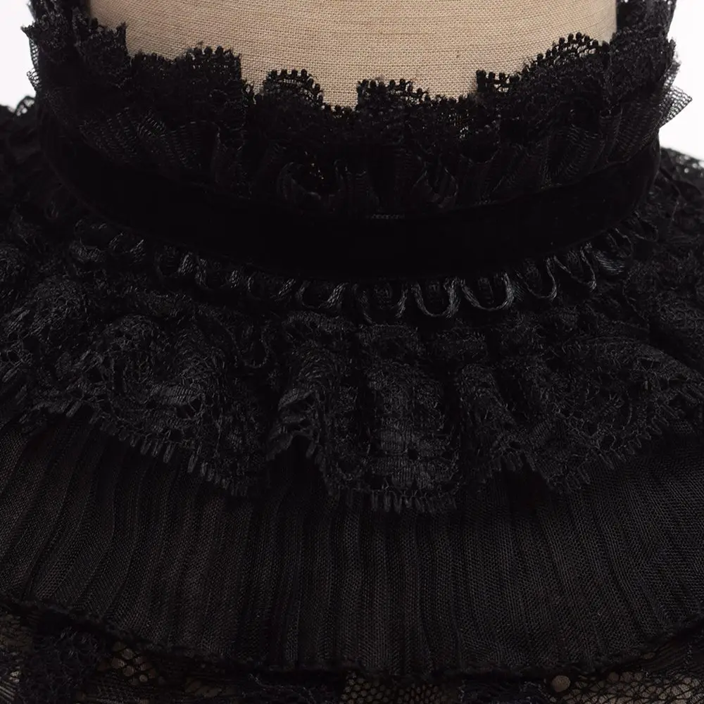 Черный съемный кружевной воротник Складки Шеи Ruff|ruff|ruff collar |