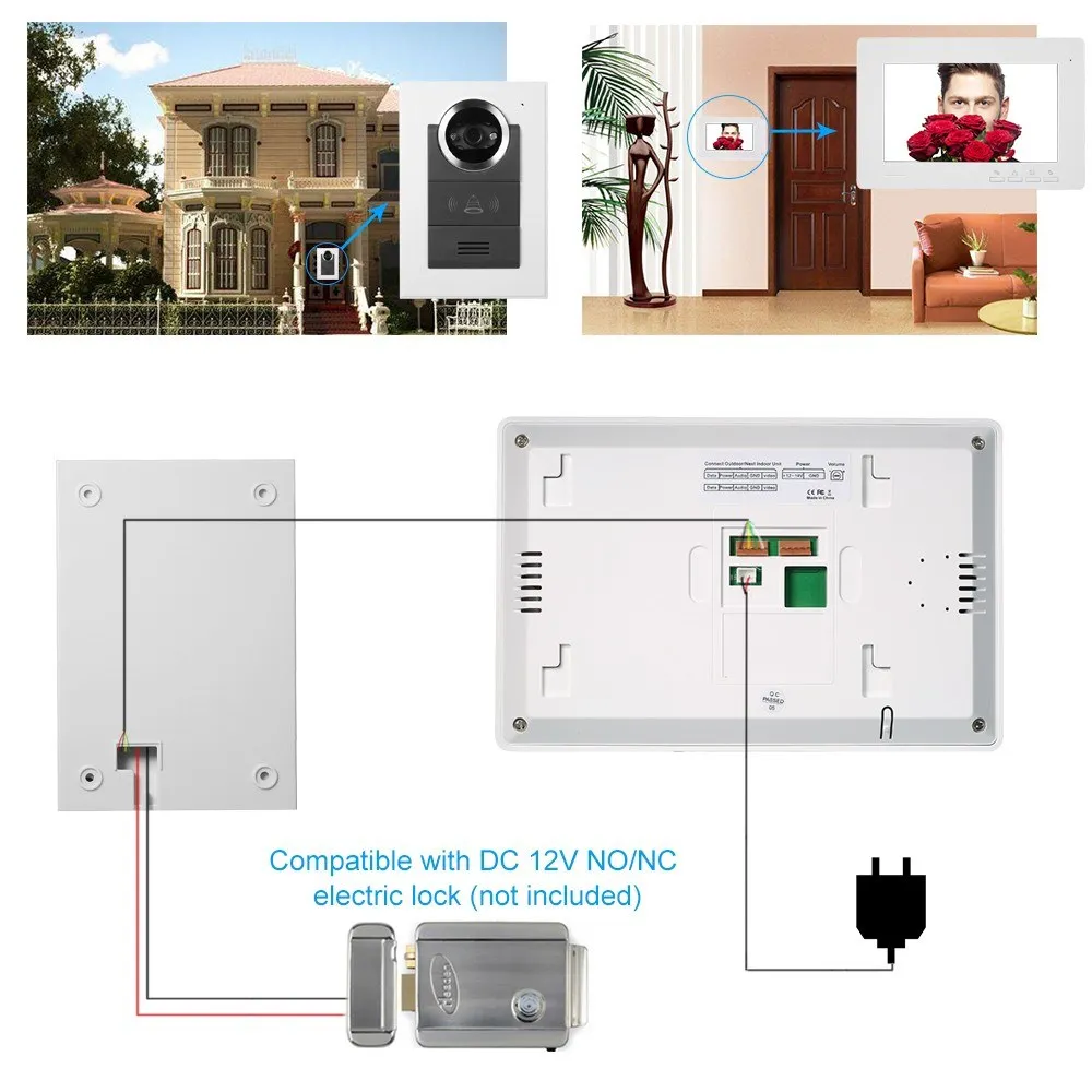 Проводной видео дверной звонок 7 дюймов внутренний монитор с IR CUT непромокаемая