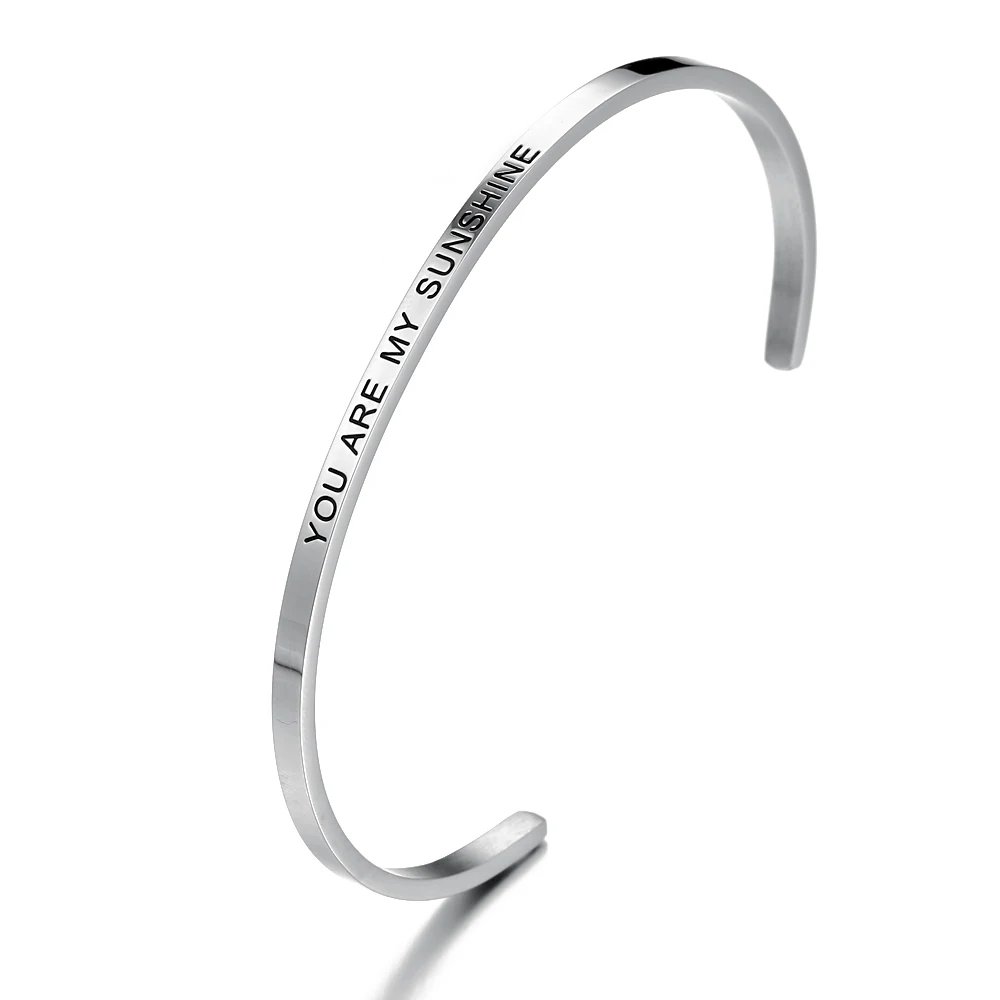 Silver Горячая «YOU ARE MY PERSON» серебряные запонки из нержавеющей стали вдохновляющий браслет с мантрой вдохновляющий подарок для мужчин и женщин - Окраска металла: Silver
