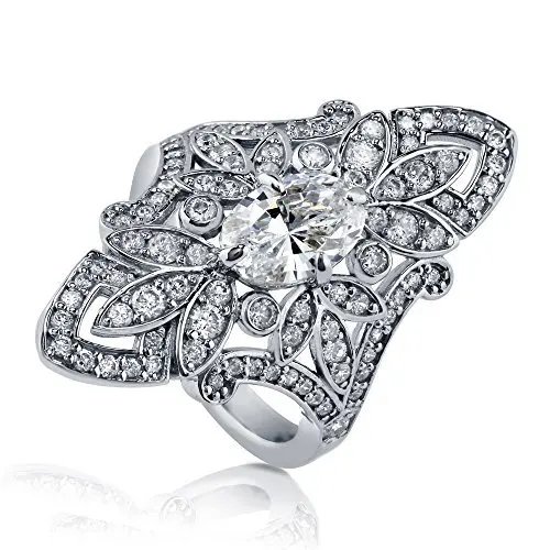 Ociki Vintage Antique Silver Color Crystal Rings Cubic Zirconia Party Wedding for Women Girls Gift Drop Jewelry Wholesale | Украшения и