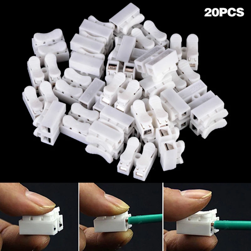 20 pcs 20/40/50/100 шт быстрый фиксатор соединения соединители проводов 2 шпильки CH2 Всемогущий электрическая кабельная муфта для 0,5-1,5 провода - Цвет: 20 pcs