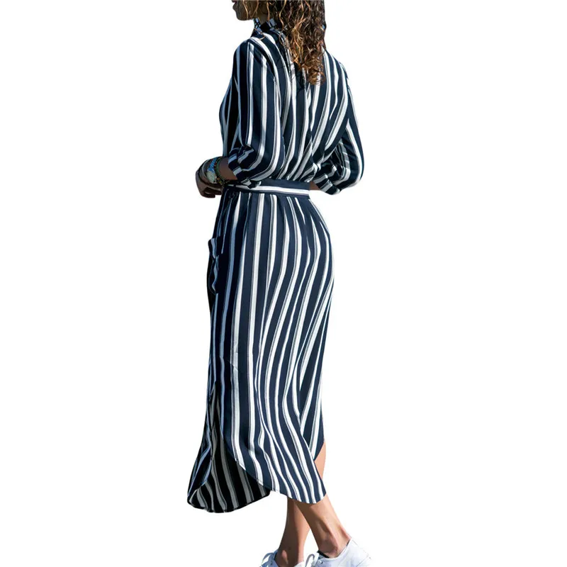 Элегантное шифоновое платье в полоску Платья для женщин 2019 Летнее с длинным