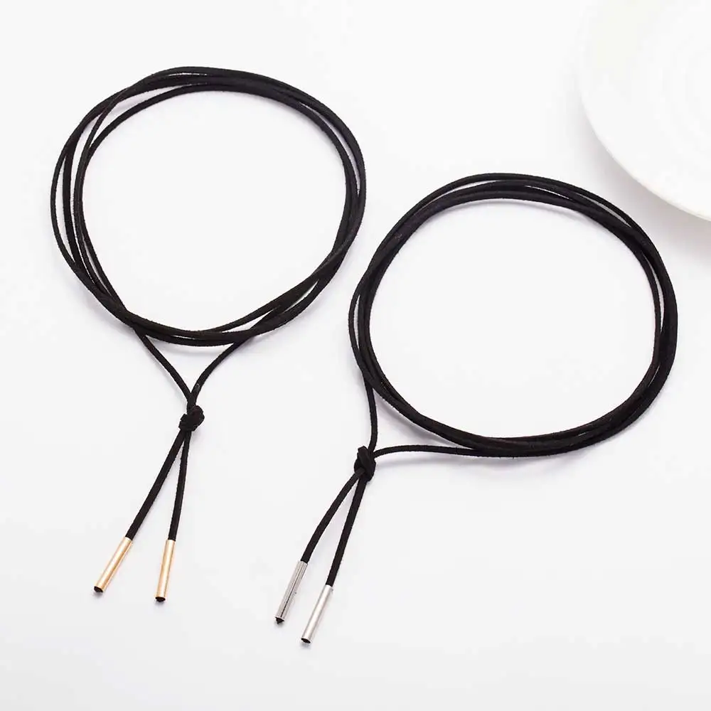 Новые ювелирные изделия черный кожаный ошейник Элегантная мода длинные веревки