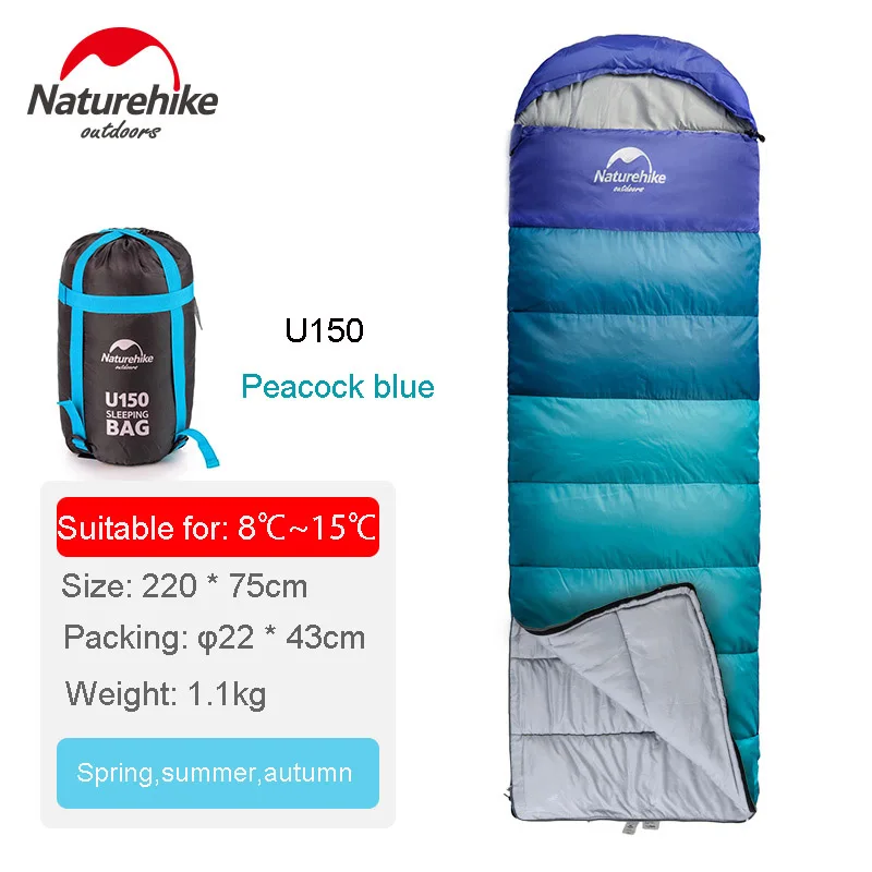 Naturehike пуховый хлопковый спальный мешок для отдыха на природе, зимний теплый спальный мешок для пикника, спальный мешок для путешествий, сумка для отдыха, NH15S009-D - Цвет: Peacock blue U150