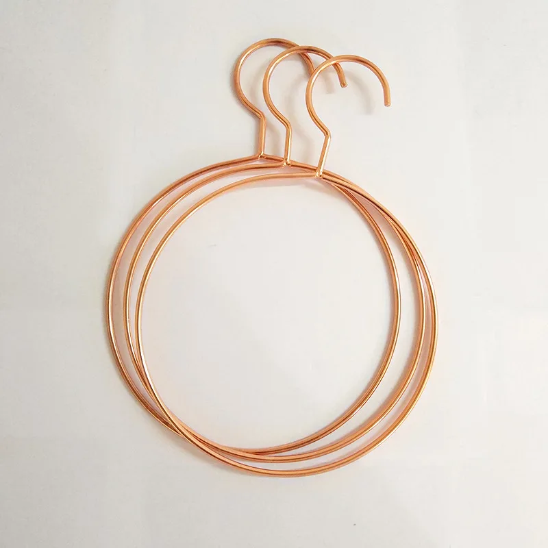 

50pcs Nordic Style Rose Gold Metal Iron Circle Hanger Rack for Scarf Tie Belt and Towel Clothes Organizer