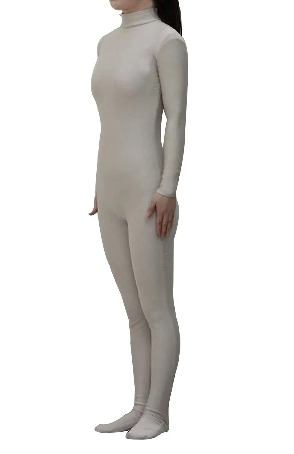 Серый сексуальный унисекс кожа спандекс Zentai Облегающий комбинезон для танцев