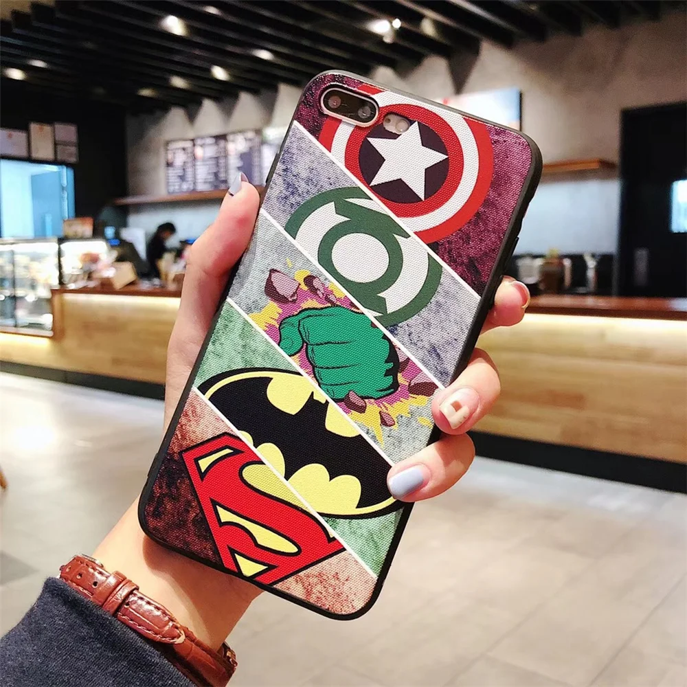 FLYYUK чехол для Iphone 8 плюс мультфильм Emboss Супермен железный человек мульти-шаблон