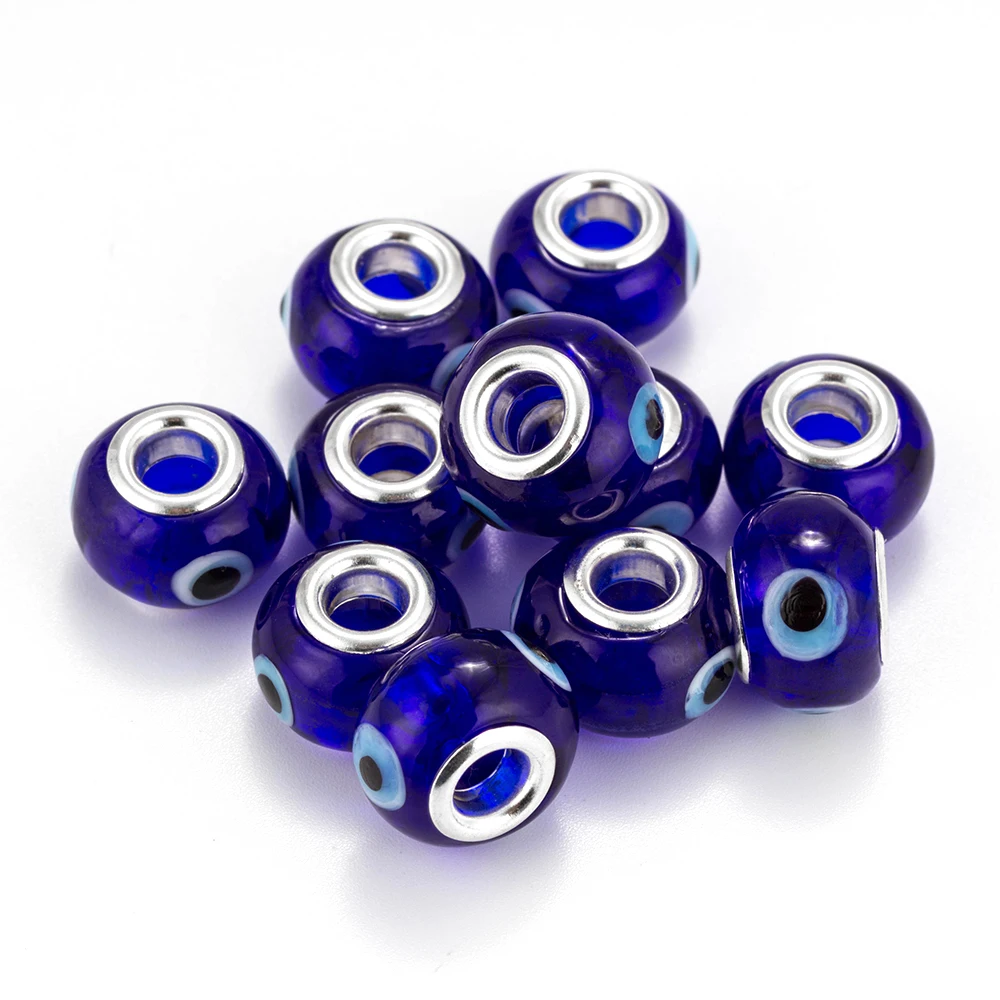 10 шт./лот круглые бусины из голубого стекла MEIBEADS с лампанами под глаза большими