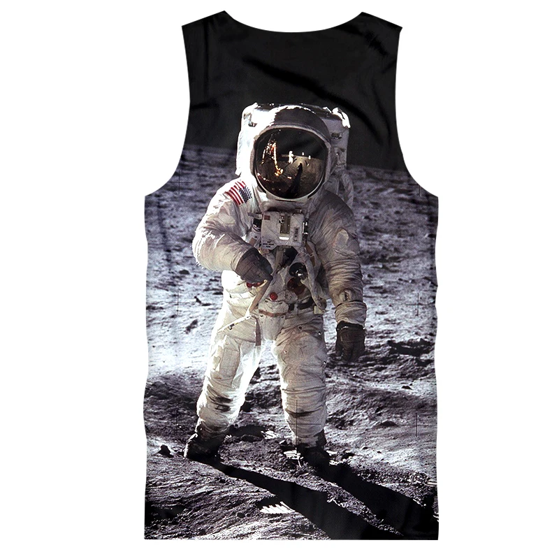 Модная забавная жилетка астронавт на Луне Сексуальная мужская майка с 3D принтом