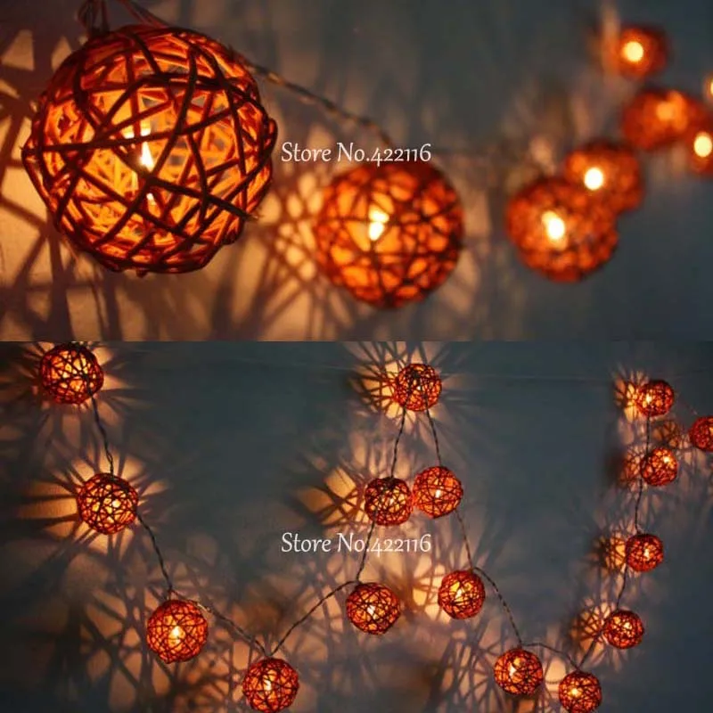 Светодиодная гирлянда с 20 шариками из ротанга 5 м|lights led christmas|fairy christmas20 light |