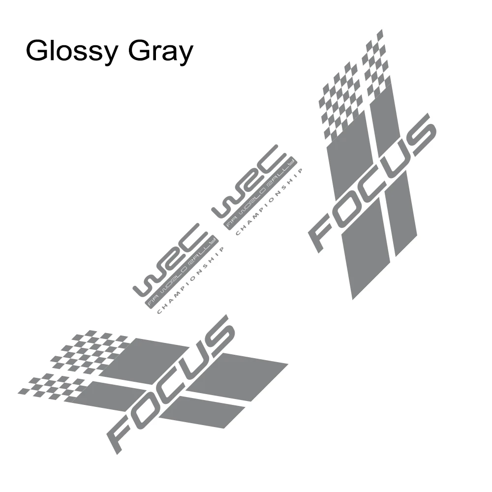 Glossy Gray Наклейка для автомобиля с обеих сторон, стильный авто гоночный спортивный стиль, виниловая пленка для Ford Focus 2 3 MK2 MK3, аксессуары для тюнинга автомобиля - Название цвета: Glossy Gray
