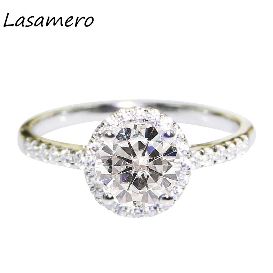 Lasamero круглый 1.0ct moissanites Лаборатория Grown diamond Center Halo Стиль 10 К/14 К белого золота