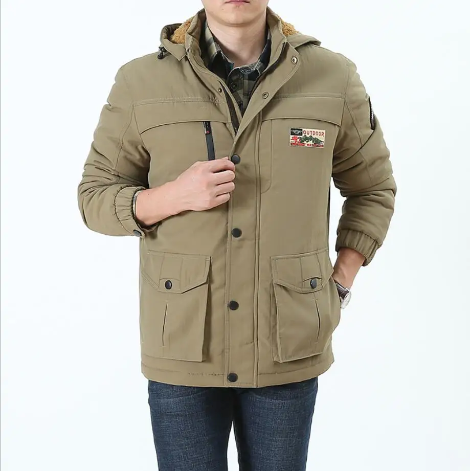 ROHOPO Parkas Deportes мужские непромокаемые парки прямые deportes safari толщина куртка флисовая теплая парка мужское теплое пальто - Цвет: Хаки