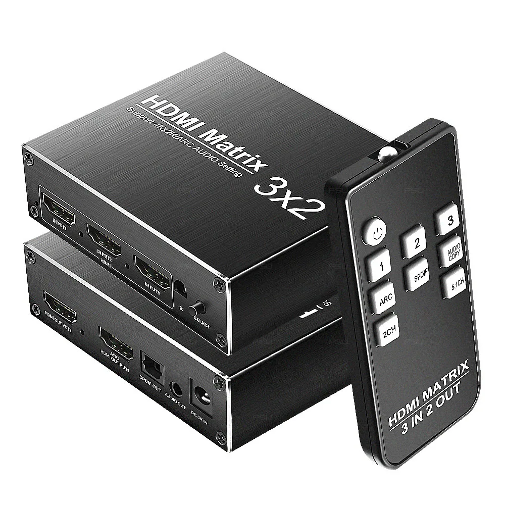 HDMI переключатель 2 0 4K HDR ARC Matri 3in2 EU US сплиттер с дистанционным управлением 3 5 мм Dolby