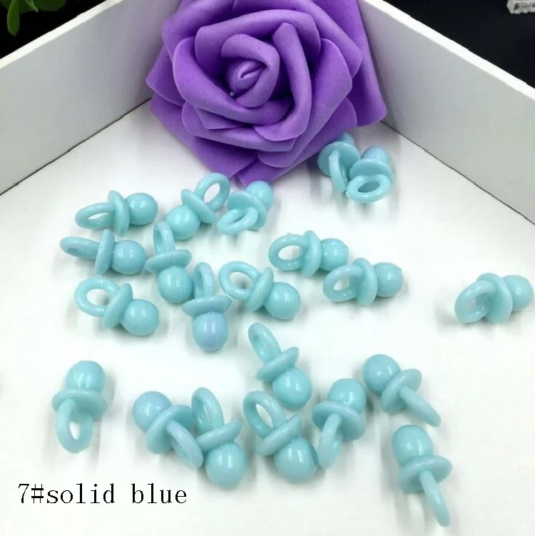 7 solid blue Мини-Соска-пустышка с конфетти, Рассыпчатая бусинка для соски, Подарочная коробка, украшение для вечеринки в честь Дня рождения ребенка, украшение стола, сделай сам, Wh - Цвет: 7 solid blue