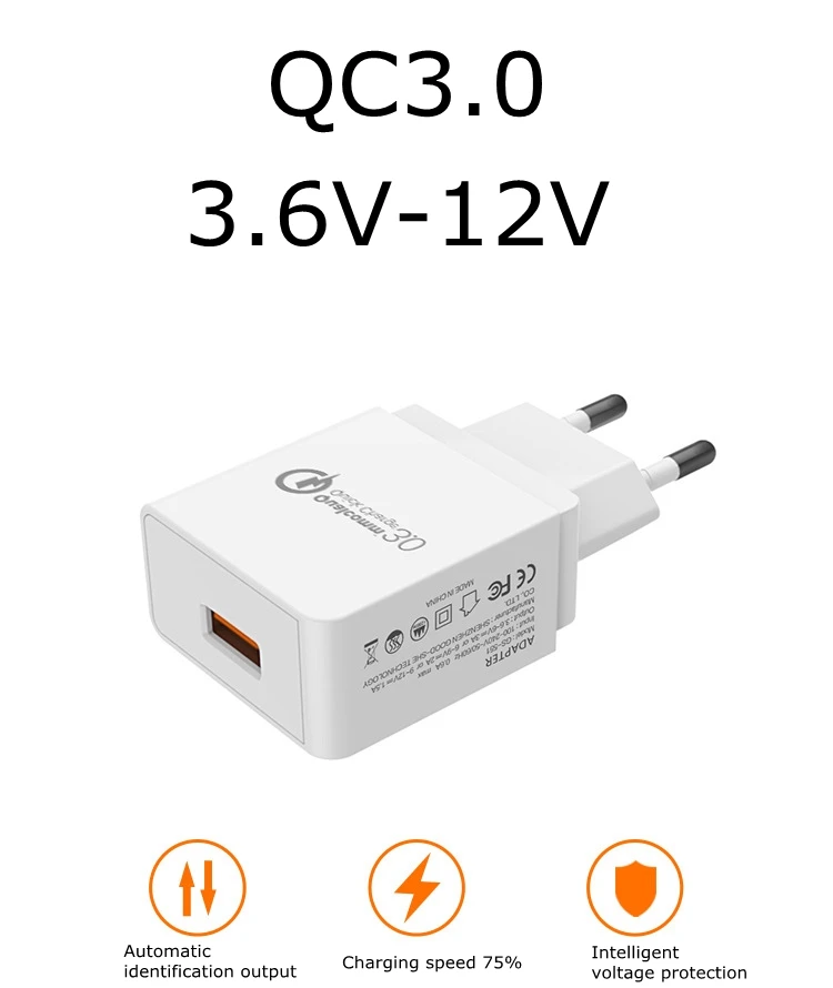 Европа быстрый USB Зарядное устройство для путешествий настенное Зарядное устройство адаптер QC3.0 18 Вт супер быстрый Зарядное устройство для Iphone 7/7plus Iphone 8 Xiaomi iPad huawei планшет