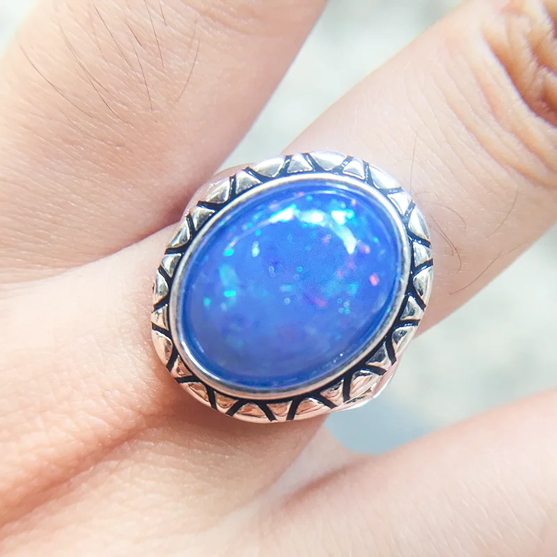 Boho старинные антикварные серебристый цвет опал кольца для женщин с узором