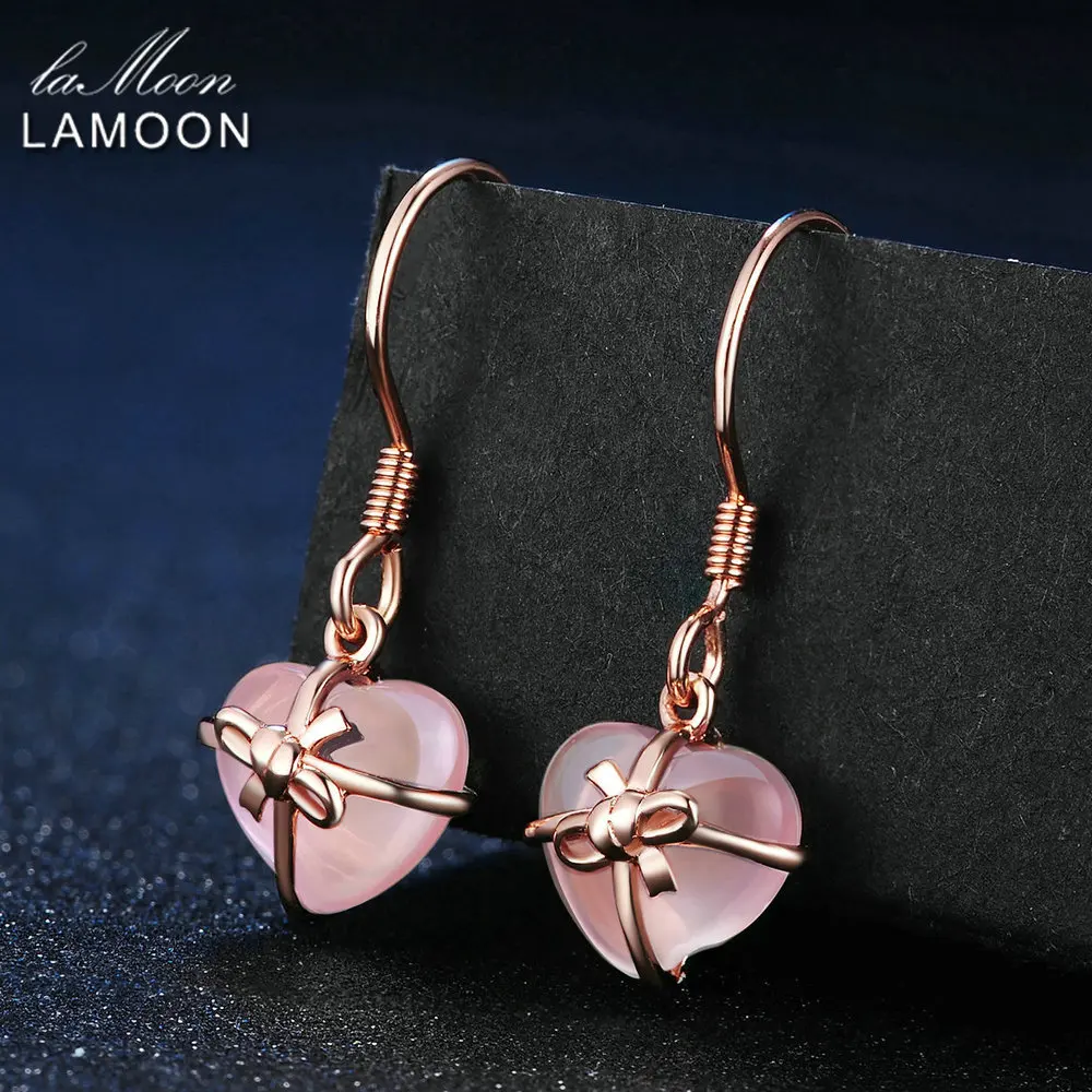 Серьги подвески из серебра 100% пробы с розовым кварцем 7 х8 мм|drop earrings|earrings dropsearrings
