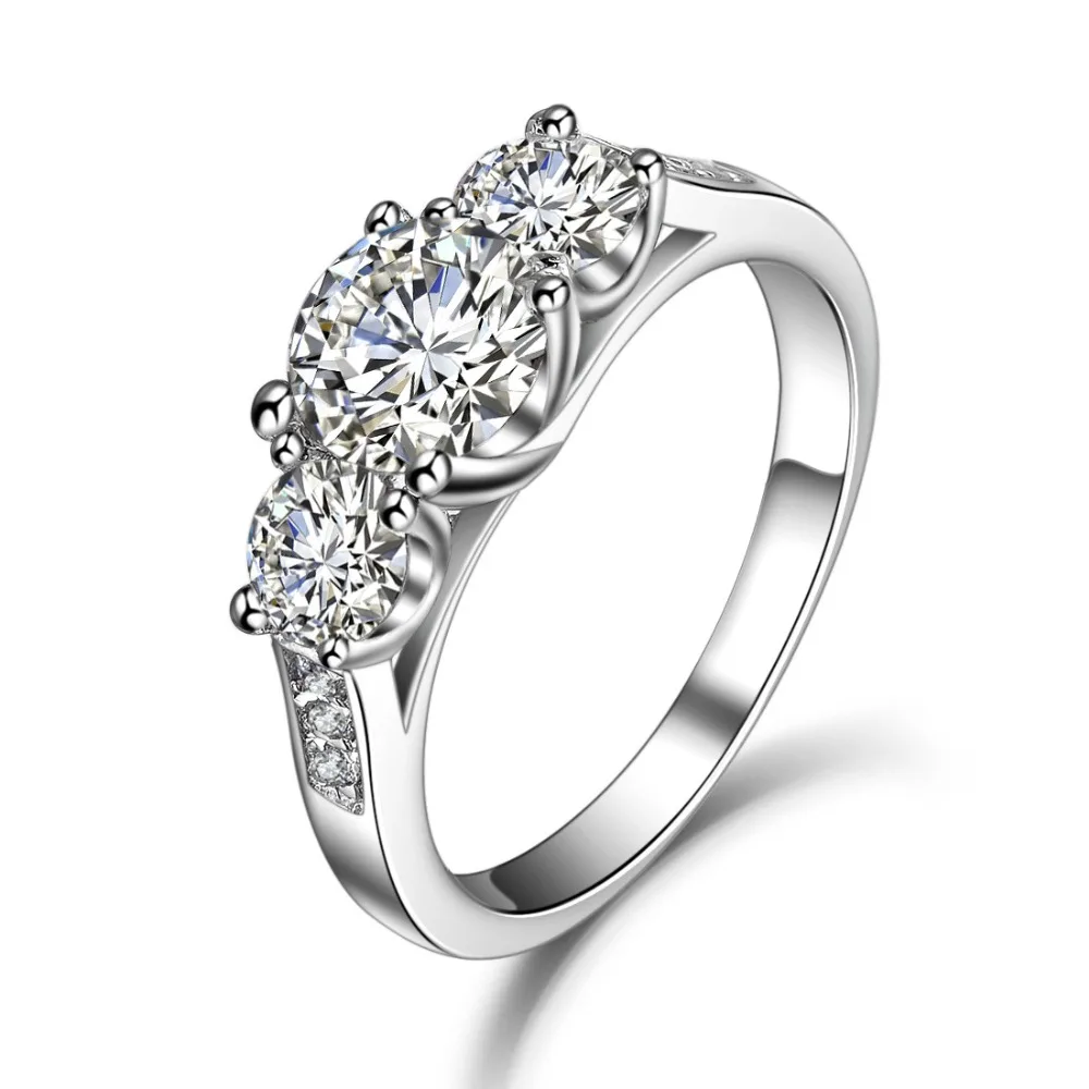 Сопровождение 3 камней 1.7CTW Тест Положительный Moissanite АЛМАЗНОЕ КОЛЬЦО тест