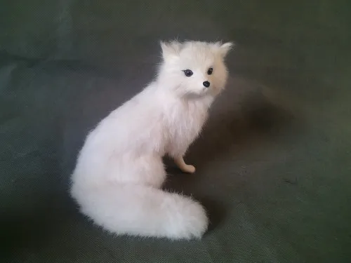 Моделирование WHITE FOX игрушки около 16x15 см реалистичные и пушистый мех на корточках