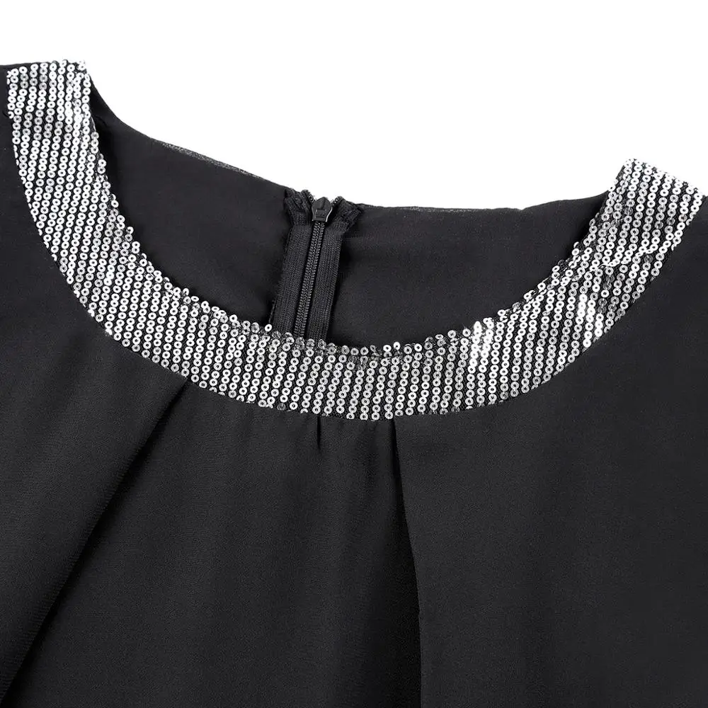 5XL женское шифоновое платье с рукавом 3/4, украшенное блестками, платья больших размеров для женщин 4xl 5xl 6xl sukienka, длинное женское платье-туника