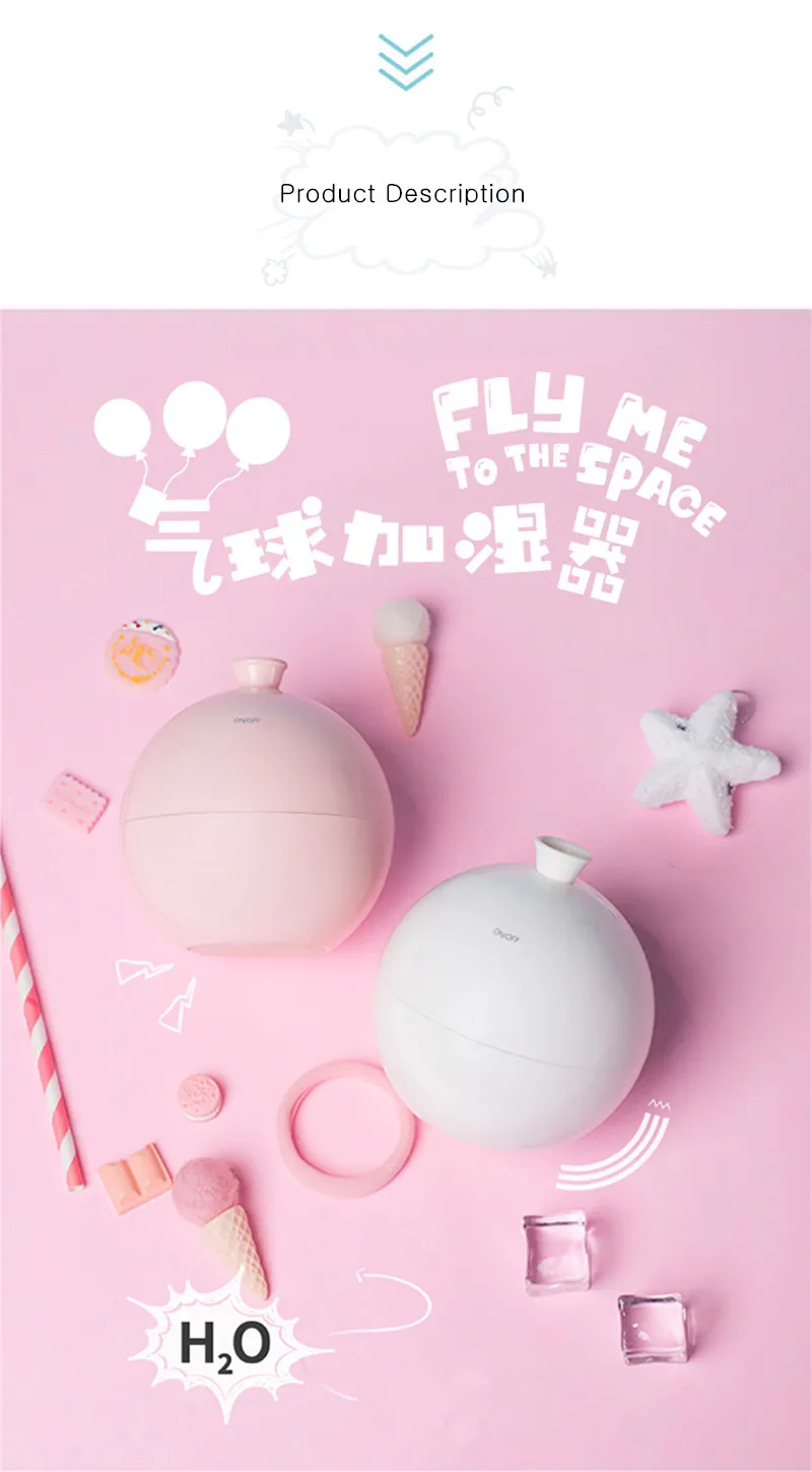 USB Balloon Mini Air Humidifier Aroma Diffuser Water Mist Maker for Home Car Ultrasonic Humidifier Diffusers White Pink Blue