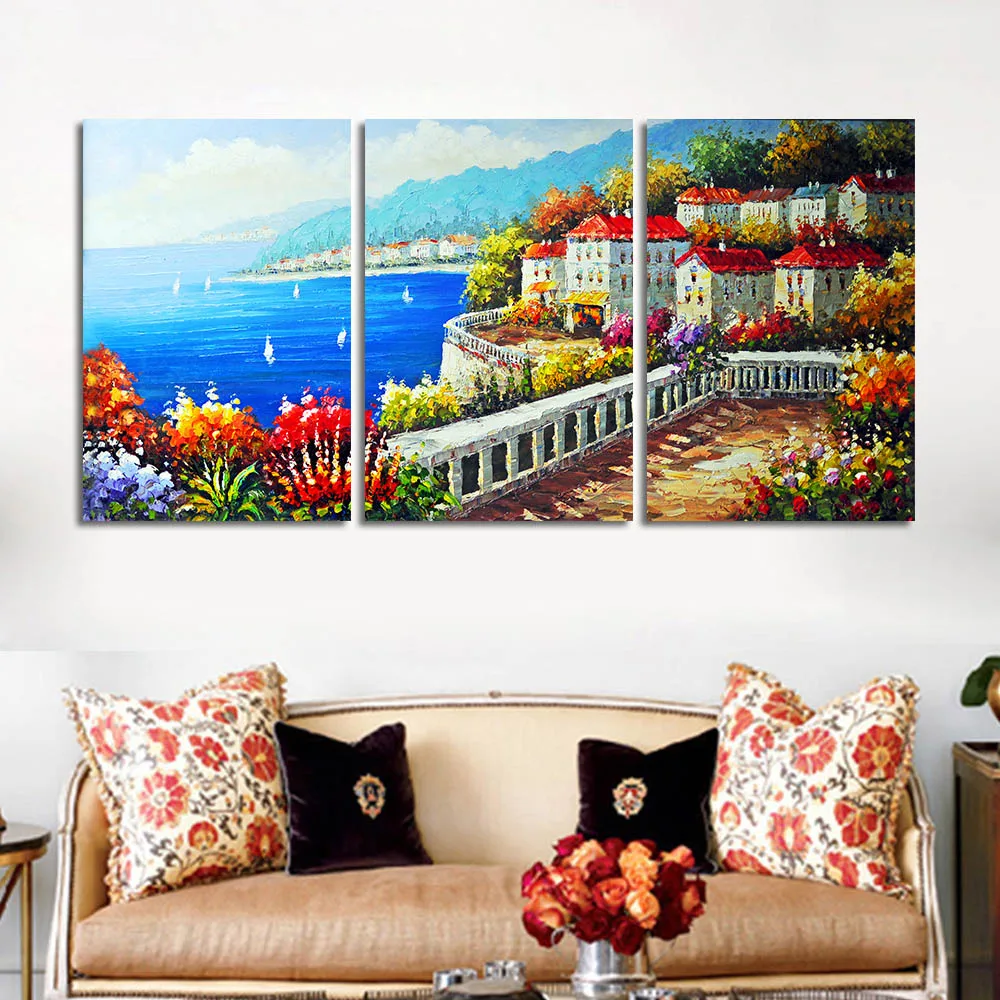 3 Панели без рамки скандинавский стиль искусство стен картина маслом печать на