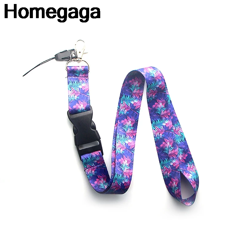 Homegaga фиолетовые цветы листья ремешки шеи ремень id значок держатели телефона ожерелье для ключей держатели значков тесьма D2129
