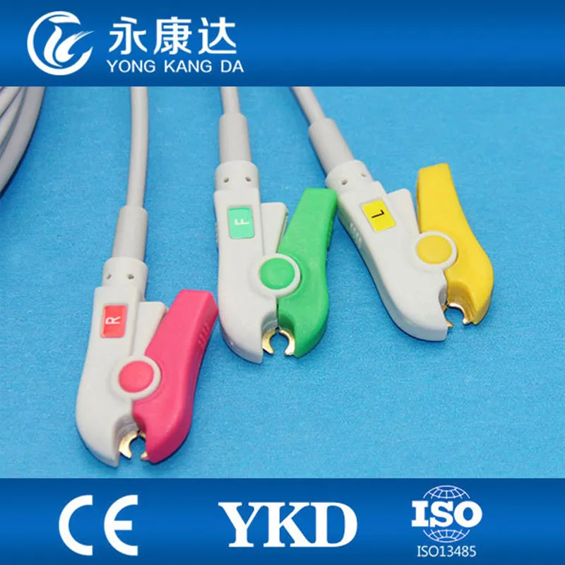 3шт./упак. Nihon Kohden 11pin цельный кабель для пациента ЭКГ 3-проводной зажим IEC CE &amp ISO13485
