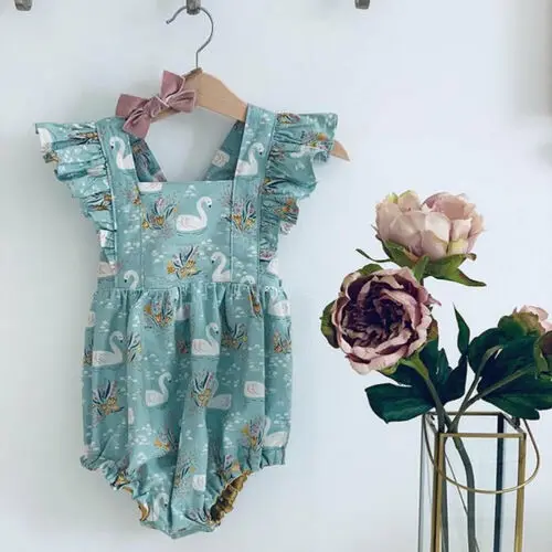 Комбинезон с принтом лебедя для маленьких девочек комбинезон летняя одежда