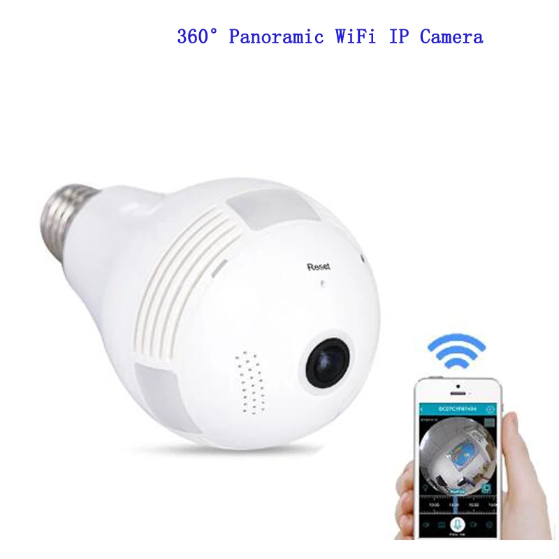 1080P Full HD Wi Fi рыбий глаз камера 360 градусов Лампа мини VR 3 Мп панорамная беспроводная