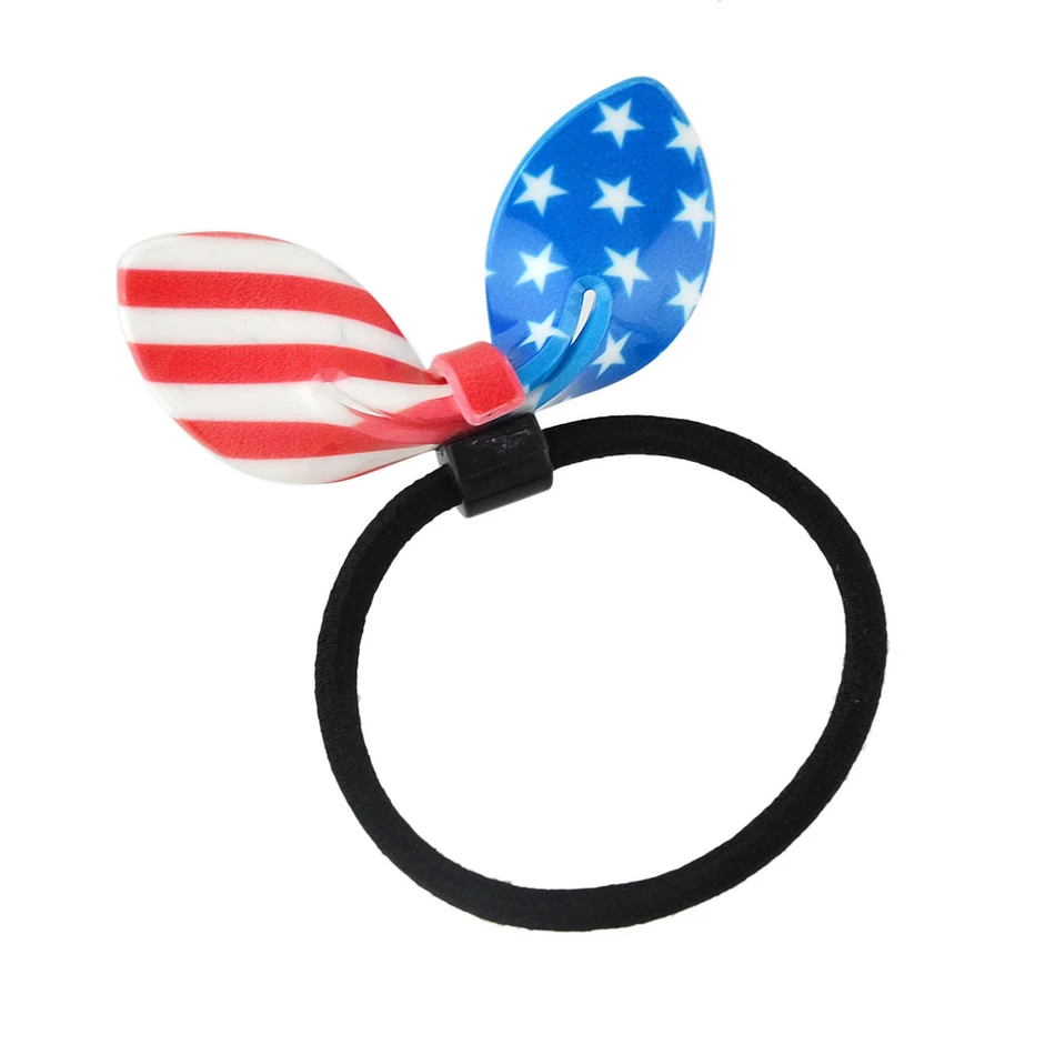 Fashion Plaits Hair Accessories Black Elastic Rope Bands Resin Leopard Flag Bowknot Decoration Headwear Women | Украшения и