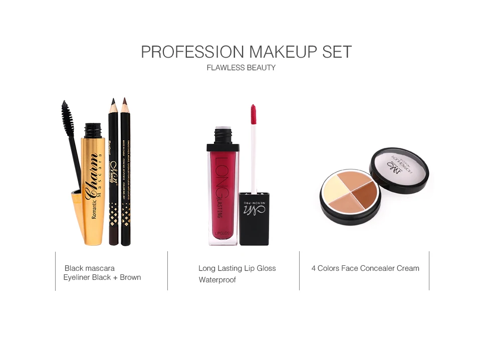 MENOW Марка Макияж комплект прочного влаги Блеск для губ + Корректоры лица Основа