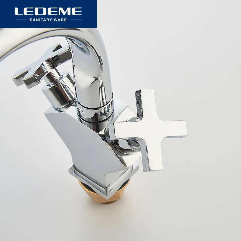 LEDEME Смеситель для кухни с гайкой латунь Цвет: хром L5884-2 | Обустройство дома