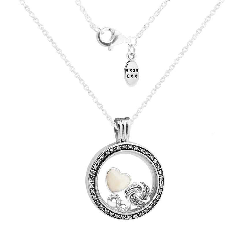 Кулон-подвеска и ожерелье средней длины FANDOLA с бесконечной любовью Petites из серебра 100% пробы 925 пробы, ювелирные украшения из драгоценных камней