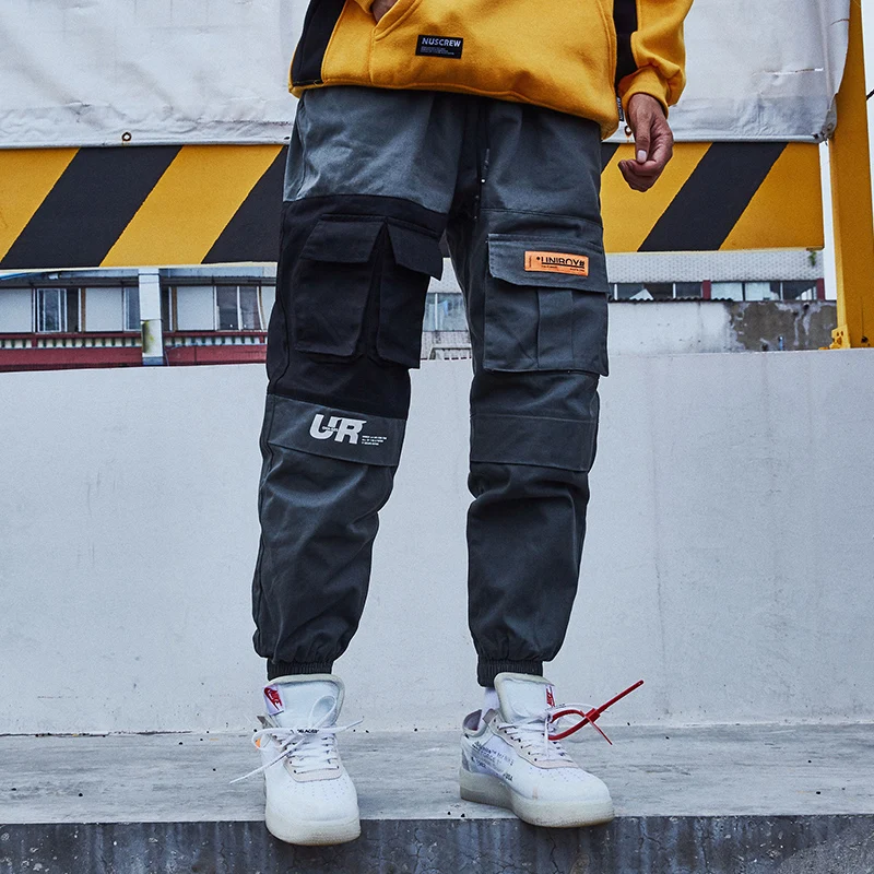 YWSRLM 2018 Patchwork Pockets Cargo Harem Pants Mens Hip Hop Casual Jogger Tatical Trousers Harajuku Streetwear Male KZ05 | Мужская