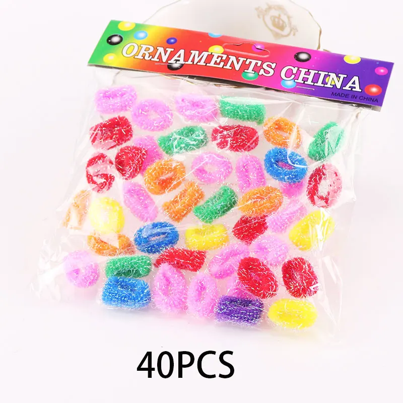 40pcs 1 упаковка, маленькие кольца, резинки для волос для девочек, цветная эластичная резинка для волос, резинки для волос, резинка для волос, аксессуары для волос, головные уборы - Цвет: 40pcs