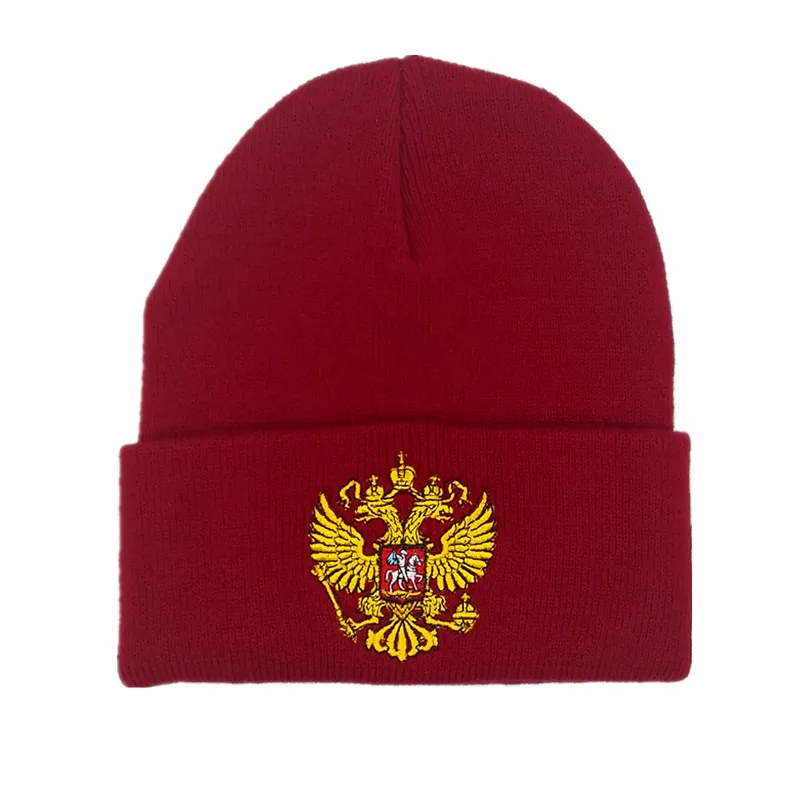 Winter Hat Brand Russian National Emblem Knitted Beanie Hats For Men Women Skullies Embroidery Acrylic Beanies Boo Cap | Аксессуары для