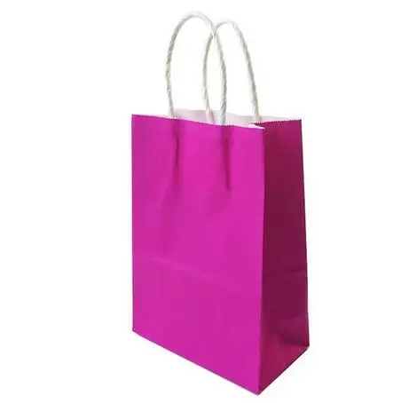 Hot pink 40 шт./лот крафт-бумажный пакет с ручками/21*15*8 см/праздничные подарочные пакеты для свадьбы, дня рождения, вечерние - Color: Hot pink