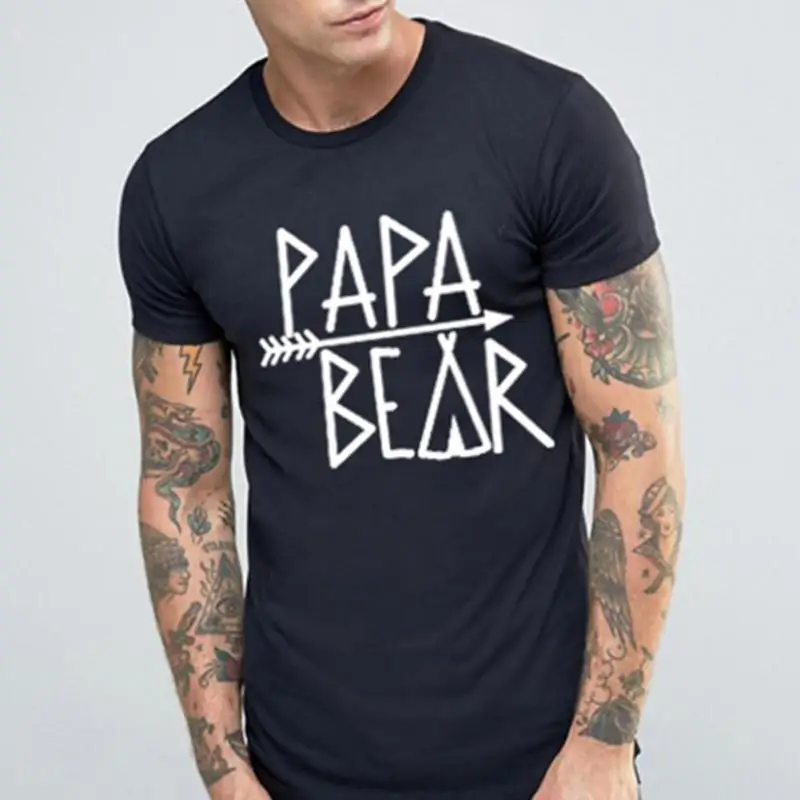 Новинка модная футболка с короткими рукавами и круглым вырезом надписью Papa Bear Mama
