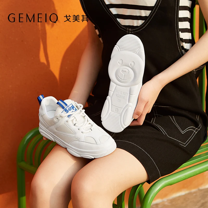 GEMEIQ 2019 Summer new joker white shoe The bear bottom recreational breathable mesh shoes for women's | Обувь