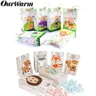 OurWarm 12 шт., бумажные сафари с животными, Сумки Подарочные для конфет, украшения для вечевечерние в джунглях, Подарочная коробка, товары для дня рождения в лесу