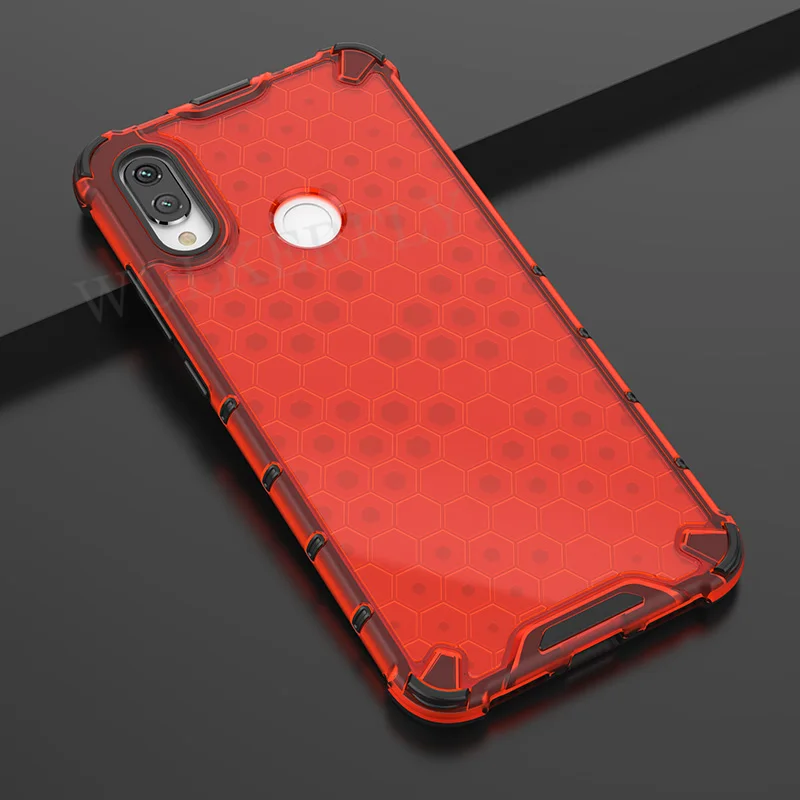 Clear Red Гибридный защитный чехол из ТПУ+ поликарбоната для Red mi Note 7 5 8 Pro, прозрачный противоударный чехол с Сотами для Xiaomi mi 9 Lite CC9 CC9E A3, красный чехол для mi 7 - Цвет: Clear Red