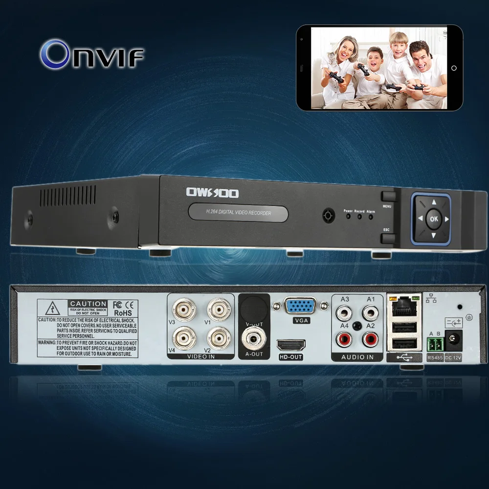OWSOO 4CH AHD DVR Регистраторы полный 1080N видеонаблюдения Регистраторы H.264 4 канальный цифровой видео Регистраторы для видеонаблюдения комплект камеры AHD