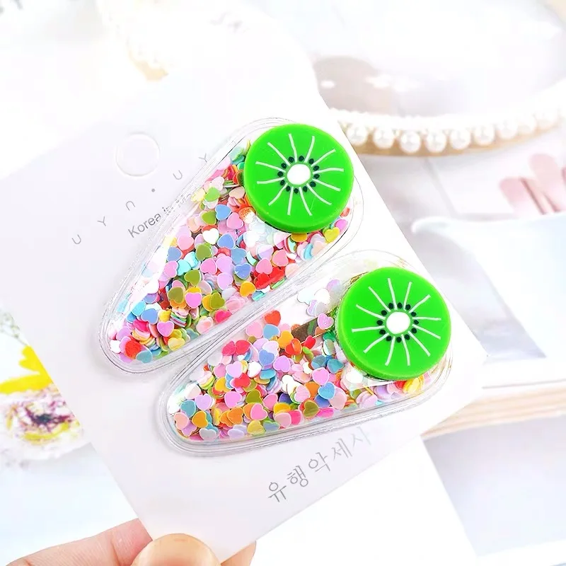 Kiwi MIMS, новинка, детский разноцветный яркие заколки для волос, аксессуары для волос, головной убор, заколки с фруктами, мультяшная Радуга, заколка для волос для девочек, подарок, 2 шт - Цвет: Kiwi