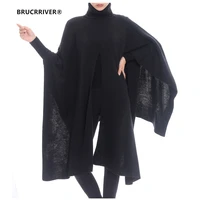 bruceriver womens knitted open front turtleneck pullover sweater poncho topper long evening dresses
