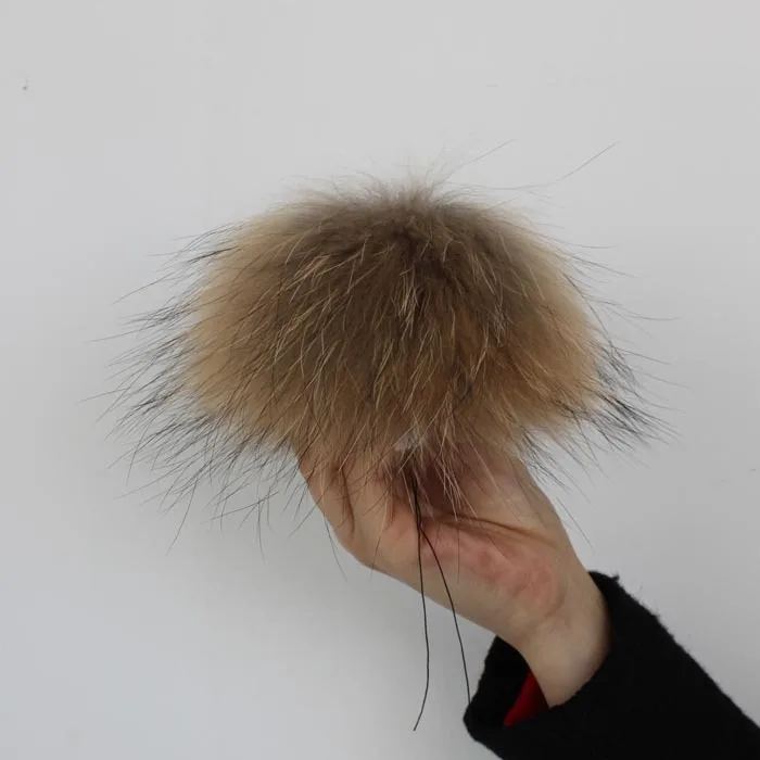 Natural colour 13-14cm енот меха пом poms роскошные меха шары больше цветов - Цвет: Natural colour