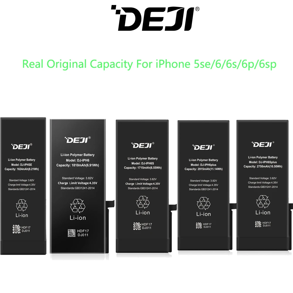 DEJI Original Battery For iPhone 5se/6/6s/6p/6sp With Free Tools Kit Real Capacity Mix 5PCS One set of Batteries Replacement