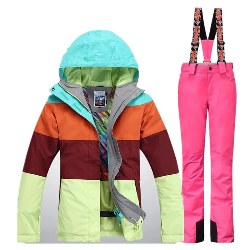 2018 Quality Women's Ski Suit Jacket and Pant Outdoor Female Snowboarding Coat Trousers Scrawl Set Women | Спорт и развлечения