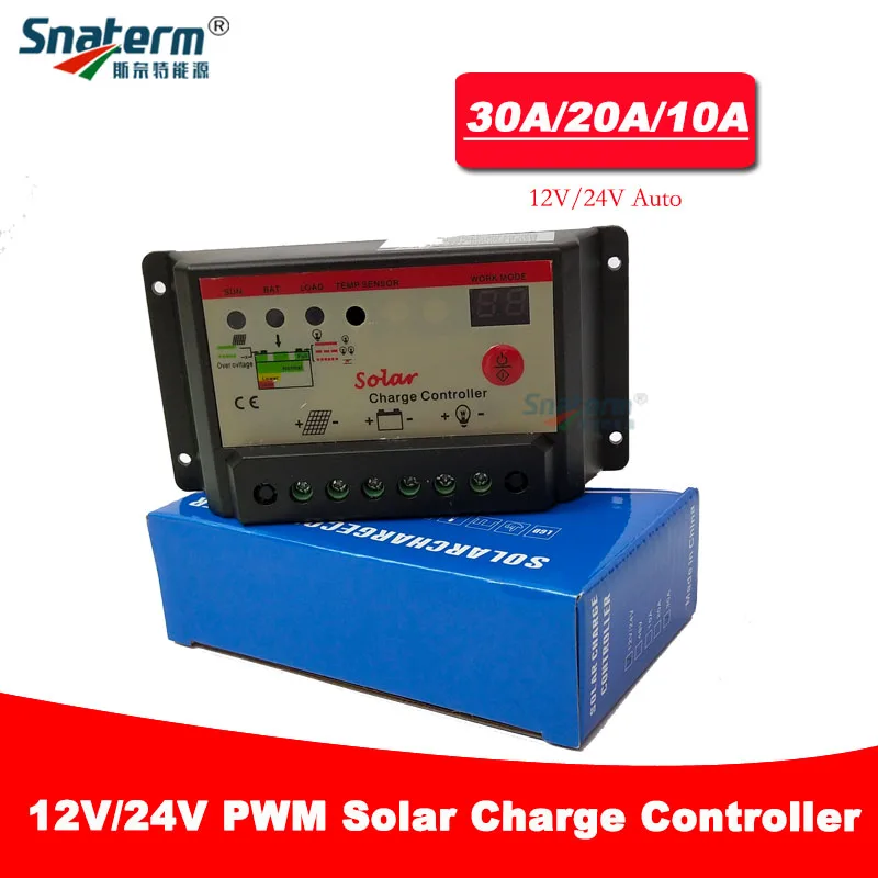 30A 20A 10A 12V 24V автоматическая Солнечная Батарея Зарядка контроллера таймер для светодиодный уличного освещения или солнечной системы дома PV Батарея регулятор